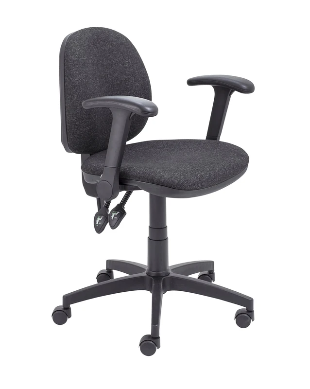 Office Hippo Mid Back Desk Chair, Ergonomic Home & Office Chair With Height Adjustable Seat & Flip Up Arms, Lumbar Support For Comfort, Computer Chair For Daily Use - Charcoal Grey