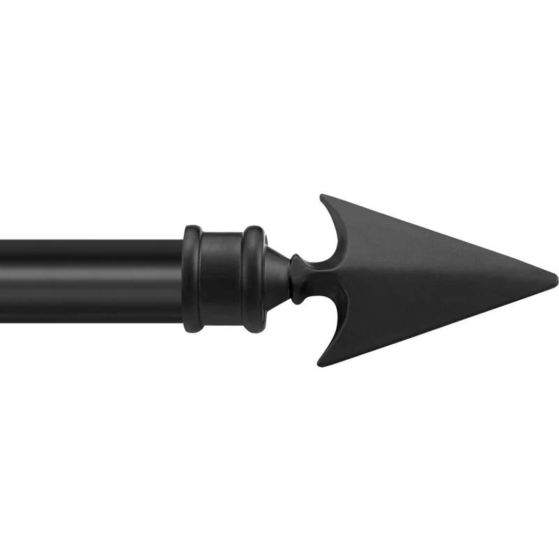 Black Curtain Pole for Windows and Door 91 cm to 168 cm Adjustable Metal Rod with Arrow Finials & Brackets Set (19mm Diameter) By Deco Essential