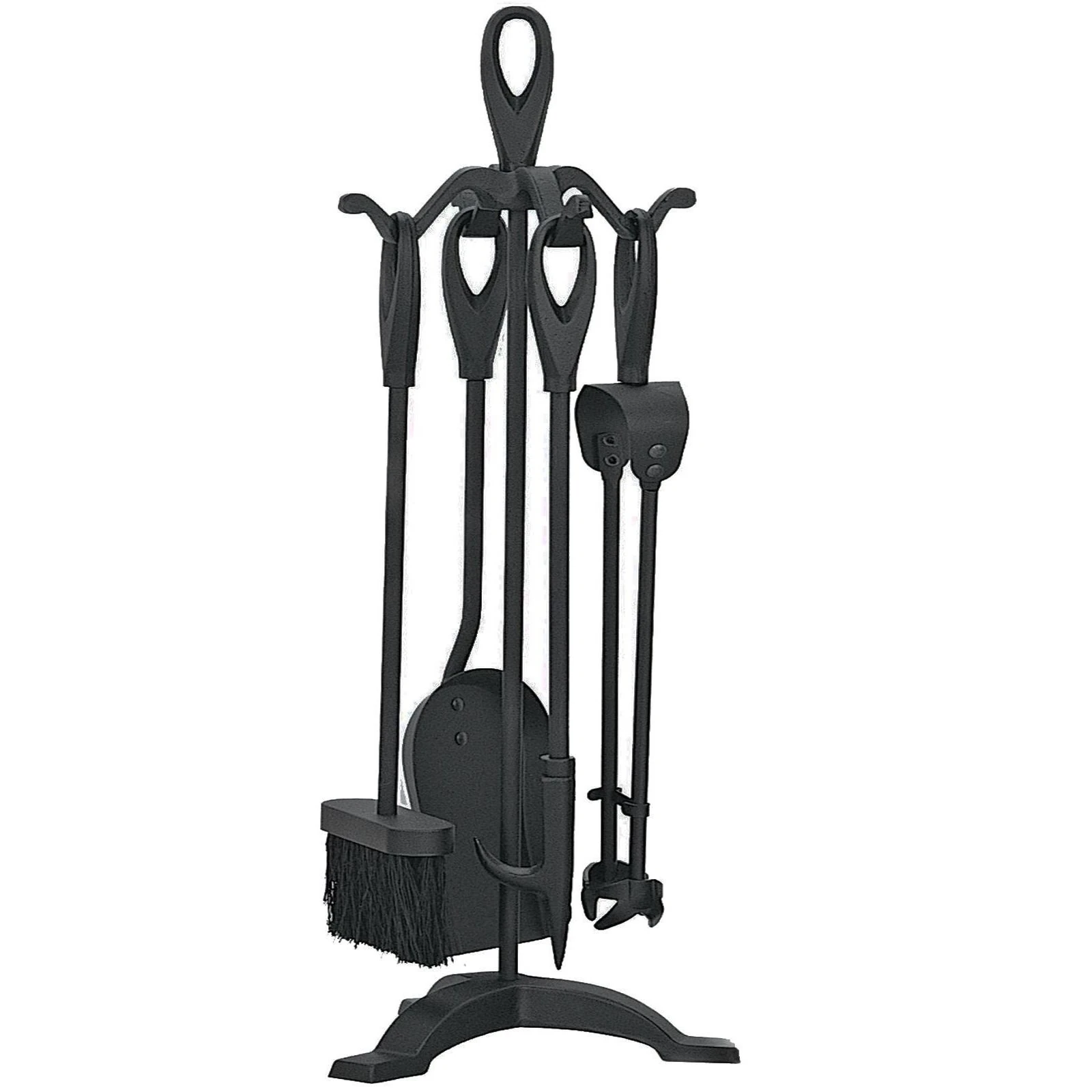 5 Pieces Companion Set Fireside Fire Tools Fireplace & Accessories Black and Brass (Black)