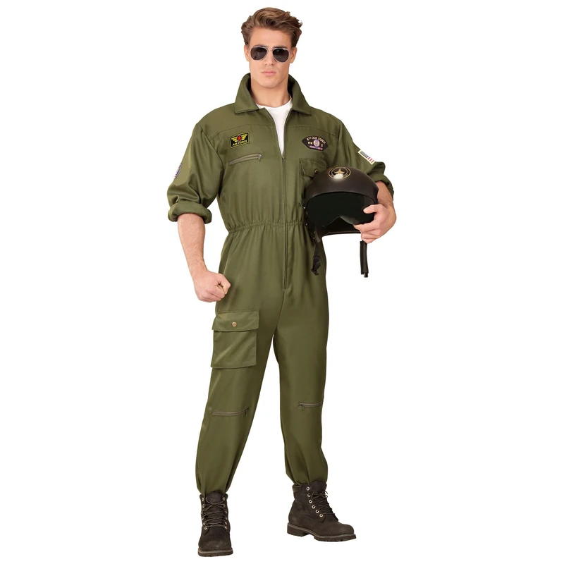 W WIDMANN MILANO Party Fashion - Men's Fighter Jet Pilot Costume, Aviation, Americans, Soldiers, Military, Carnival, Theme Parties