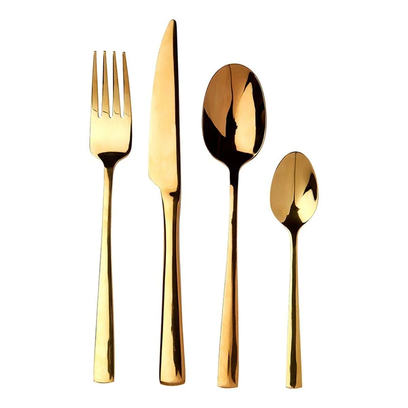 Avie Cutlery Set, Glow, Stainless Steel/Gold Finish, 16 Piece