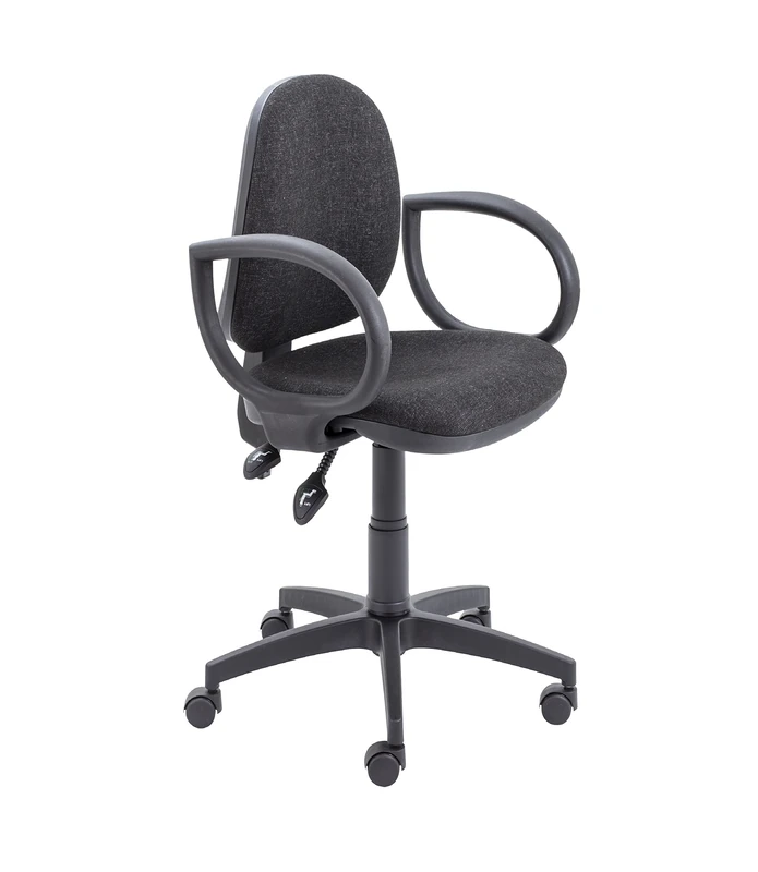 Office Hippo Mid Back Desk Chair, Swivel Home & Office Chair With Height Adjustable Seat, Fixed Arms & Lumbar Support For Extra Comfort, Computer Chair For Daily Use - Charcoal Grey