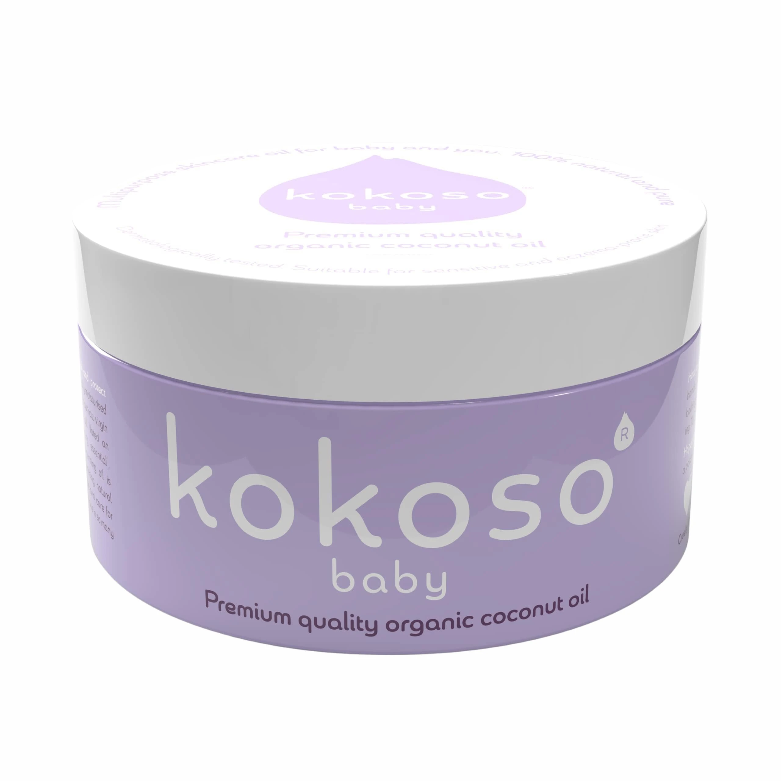 Kokoso Baby - Organic Coconut Oil - 100% Natural Baby Oil - Suitable for Sensitive & Eczema-prone Skin - Lightweight & Non-greasy - Anti-inflammatory, Antibacterial - 168g