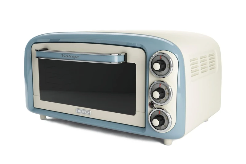 Ariete Vintage 97905 Mini Oven, 18 Litre Capacity, 1380 Watts, 3 Cooking, Aluminium Baking Tray, 60 Minute Timer, Blue