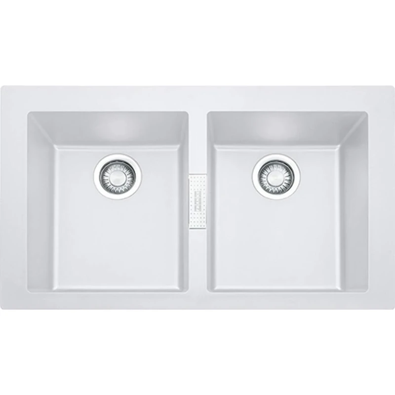Kitchen Sink Made of Tectonite with A Double Bowl Sirius SID 620 - White Polar