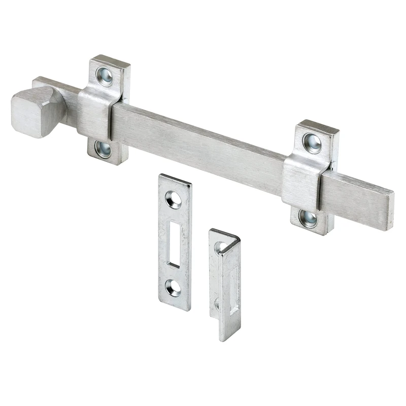 Prime-Line MP4914 Surface Bolt, 8 in, Steel, Brushed Chrome Finish, Heavy Duty Construction, 1 Set