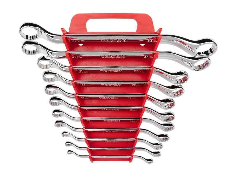 TEKTON 45-Degree Offset Box End Wrench Set, 11-Piece (6-32 mm) - Holder | WBE24411