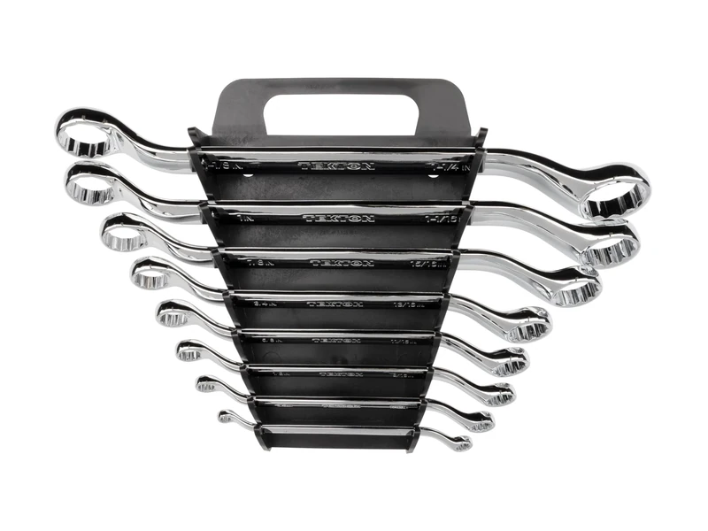 TEKTON 45-Degree Offset Box End Wrench Set with Holder, 8-Piece (1/4-1-1/4 in.) | WBE23408