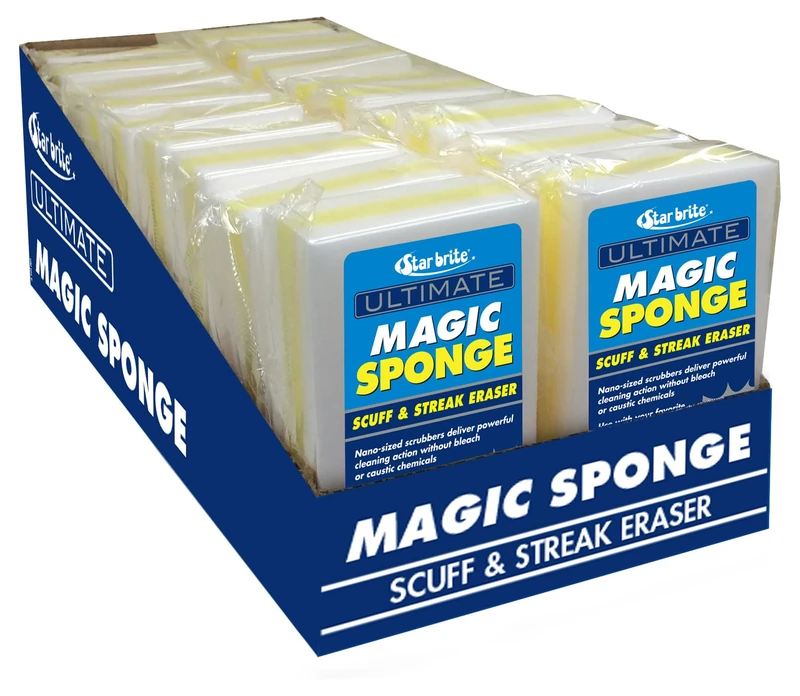 STAR BRITE Ultimate Magic Sponge - Boat Scuff Eraser Melamine Scrubber with Reinforced Core - 18 Pack