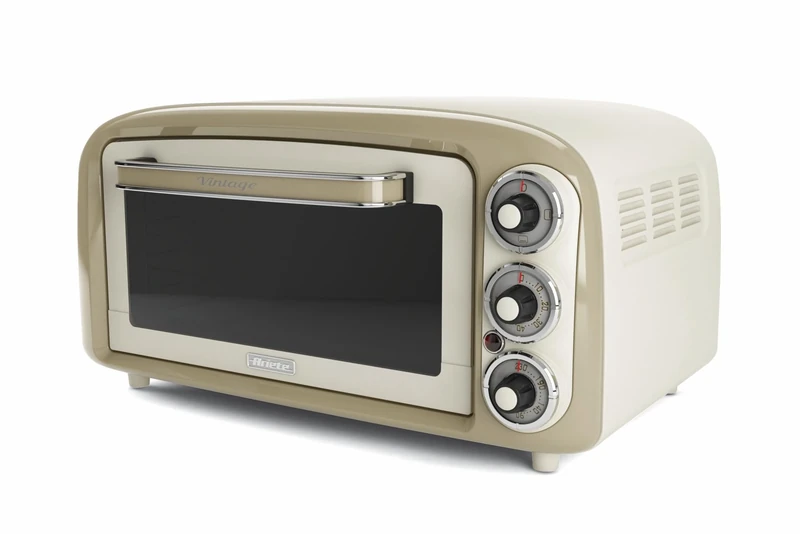Ariete Vintage 97903 Mini Oven, 18 Litre Capacity, 1380 Watts, 3 Cooking Positions, Aluminium Baking Tray, 60 Minute Timer, Cream