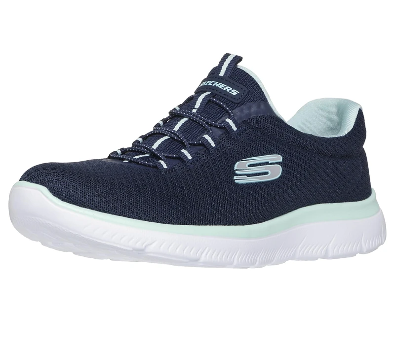 Skechers Women's Summits Sneaker, Blue Navy Aqua, 3.5 UK