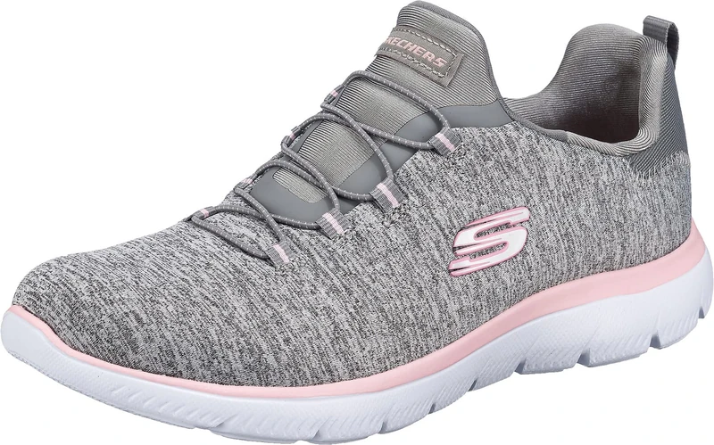 Skechers Women's Summits Quick Getaway Trainers, Grey Light Pink, 6 UK