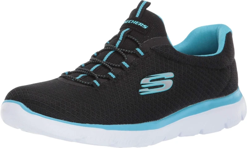 Skechers Womens Summits Top Player Sneaker, Black Turquise, 5.5 UK
