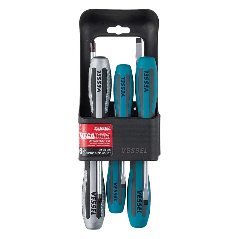 VESSEL Set of 6 Impact Screwdrivers "MEGADORA IMPACTA" 9006HS