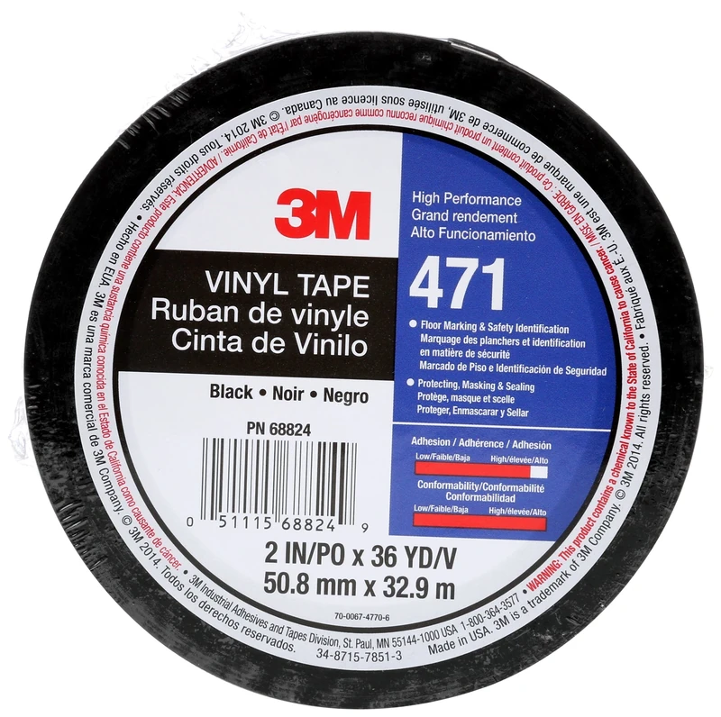 3M Vinyl Tape 471, 50 mm x 33 m, Black (Pack of 1)
