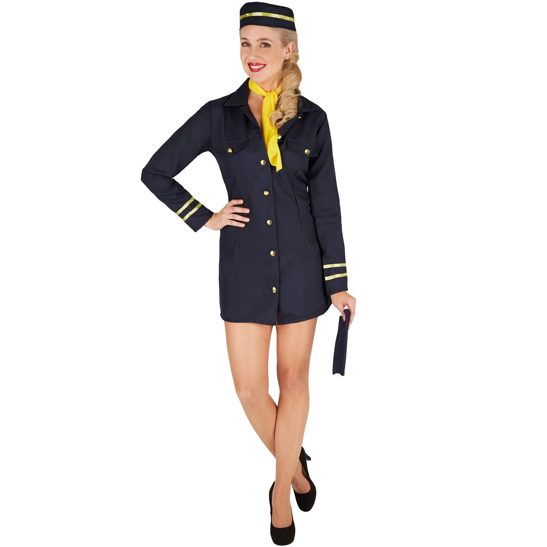 TecTake dressforfun Women’s costume Stewardess | Lovely matching neck scarf | With this cabin crew costume, all eyes will be on you | Includes Stewardess hat (L | No. 301411)