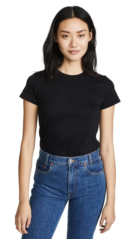 Vince Women's Essential Crew Tee, Black, Medium