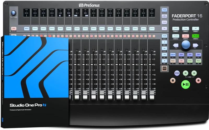 Presonus Faderport 16, 16-Fader DAW Mix Production Controller, with Software Bundle Including Studio Magic Plug-In Suite, Studio One Artist Daw, Streaming and Podcasting