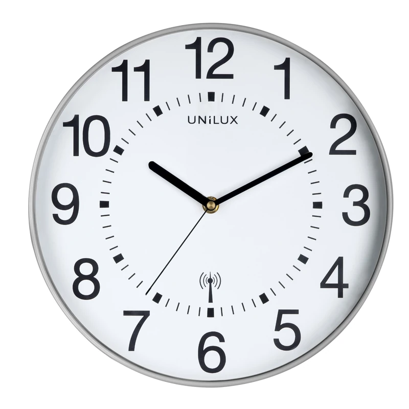 Unilux Maxi Wave Radio Wall Clock 37.5 cm Silver Grey
