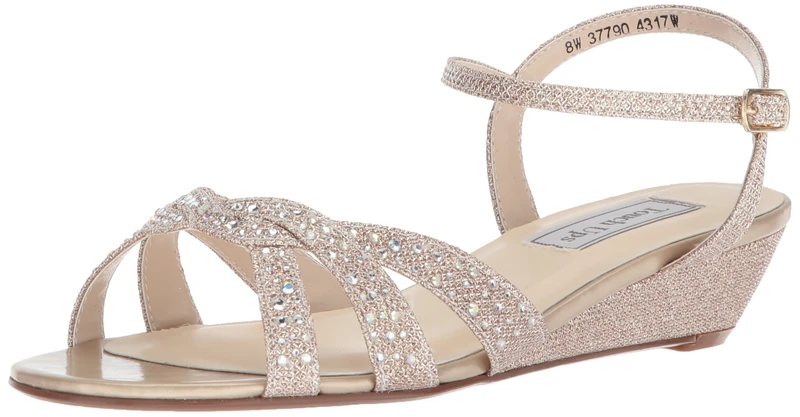 Touch Ups Women's Lena Wedge Sandal, Champagne, 5 UK