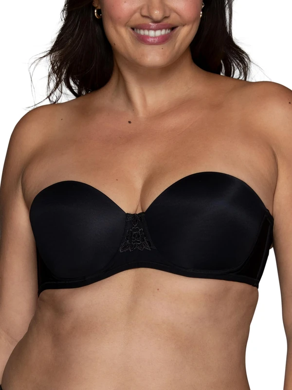 Vanity Fair Women's Beauty Back Smoothing Strapless Bra, 4-Way Stretch Fabric, Lightly Lined Cups Up to H, Opaque, Midnight Black, 40B
