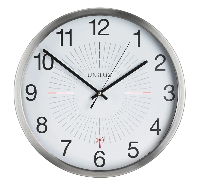 Unilux Wireless Outdoor Wall Clock 35.5 cm for Indoor and Outdoor Use in Silver Grey