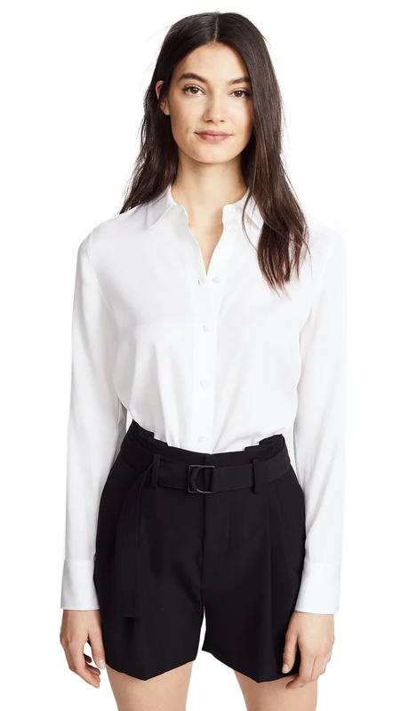 Vince Women's Slim Fitted Blouse, Optic White, X-Small