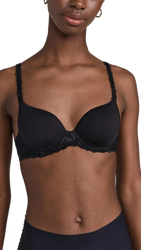 Simone Perele Women's Andora 3D Plunge Breathable Fit T-Shirt Bra with 3-in-1 Convertibility in Classic/Racerback/Halter Styles, Black, 34D