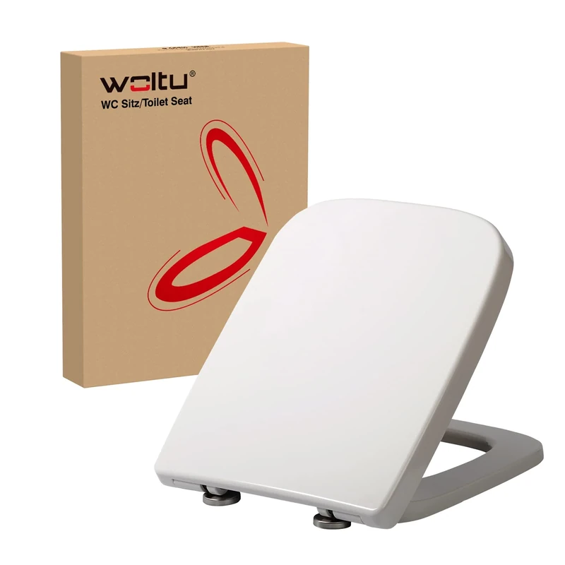 WOLTU Square Toilet Seat,White Soft Close Quick Release Toilet Lid Cover