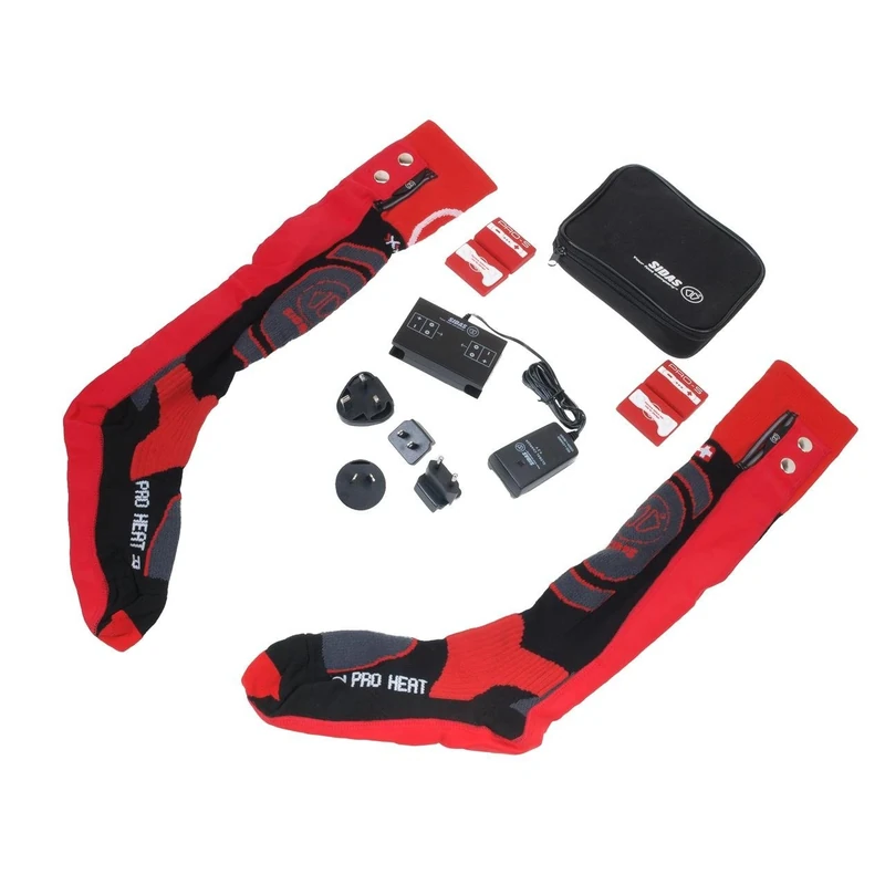 Sidas Pro S Heat Set Unisex Adult Heated Ski Socks, Red, FR: M (Manufacturer's Size: M)