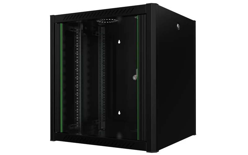 LOGON RWP12U56BL Wall Mounted Rack 12U Black Shelf - Shelves (Rack Wall Mounted, 12U, Glass, Black, 48.3 cm (19"), Passive)