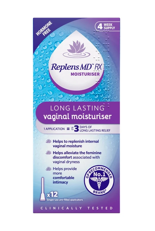 Replens Long Lasting Vaginal Moisturiser, Up to 3 days of long-lasting relief from vaginal dryness, Relieves Discomfort, Hormone Free, Clinically Tested, Pack of 12 Pre-Filled Applicators - Image 1