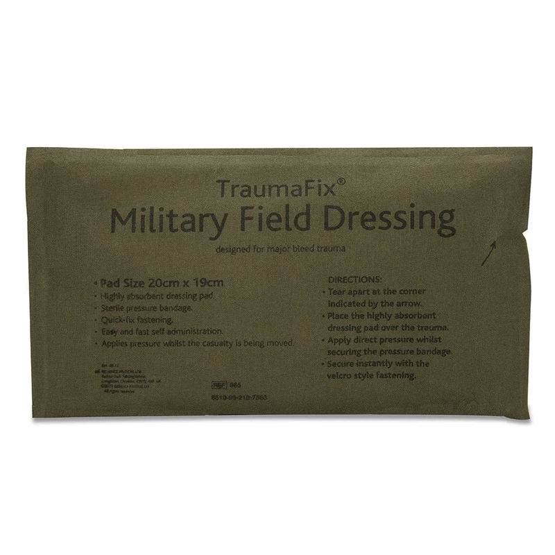 Reliance Medical Trauma Fix Sterile Military Dressing Pad Built-in Pillow, Amazing Fluid Absorption, Water Proof Fabric, Camo Packaging, Absorbs 10x More Than It's Weight (20 cm x 19 cm, Pack of 10)