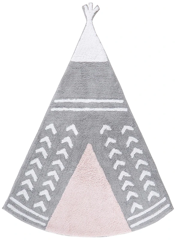 Aratextil Arizona Children's Rug, Cotton, Grey/Pink, 120 x 160 x 30 cm - Image 1