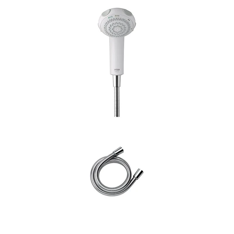 Mira Logic Four Spray Showerhead - White 2.1605.177 with shower hose