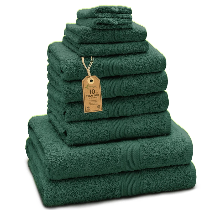 GREEN MARK Textilien 10-Piece Terry Towel Set, Dark Green