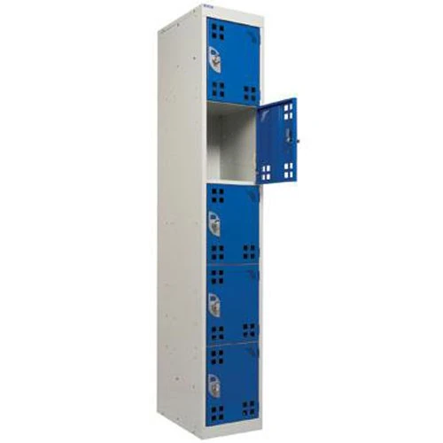 Action Handling BL1830455PX-Red Perforated Door Tool Charging Locker, 5 Tiers, Standard Plug, 1800 mm Height, 300 mm Width, 450 mm Depth, Red - Image 1