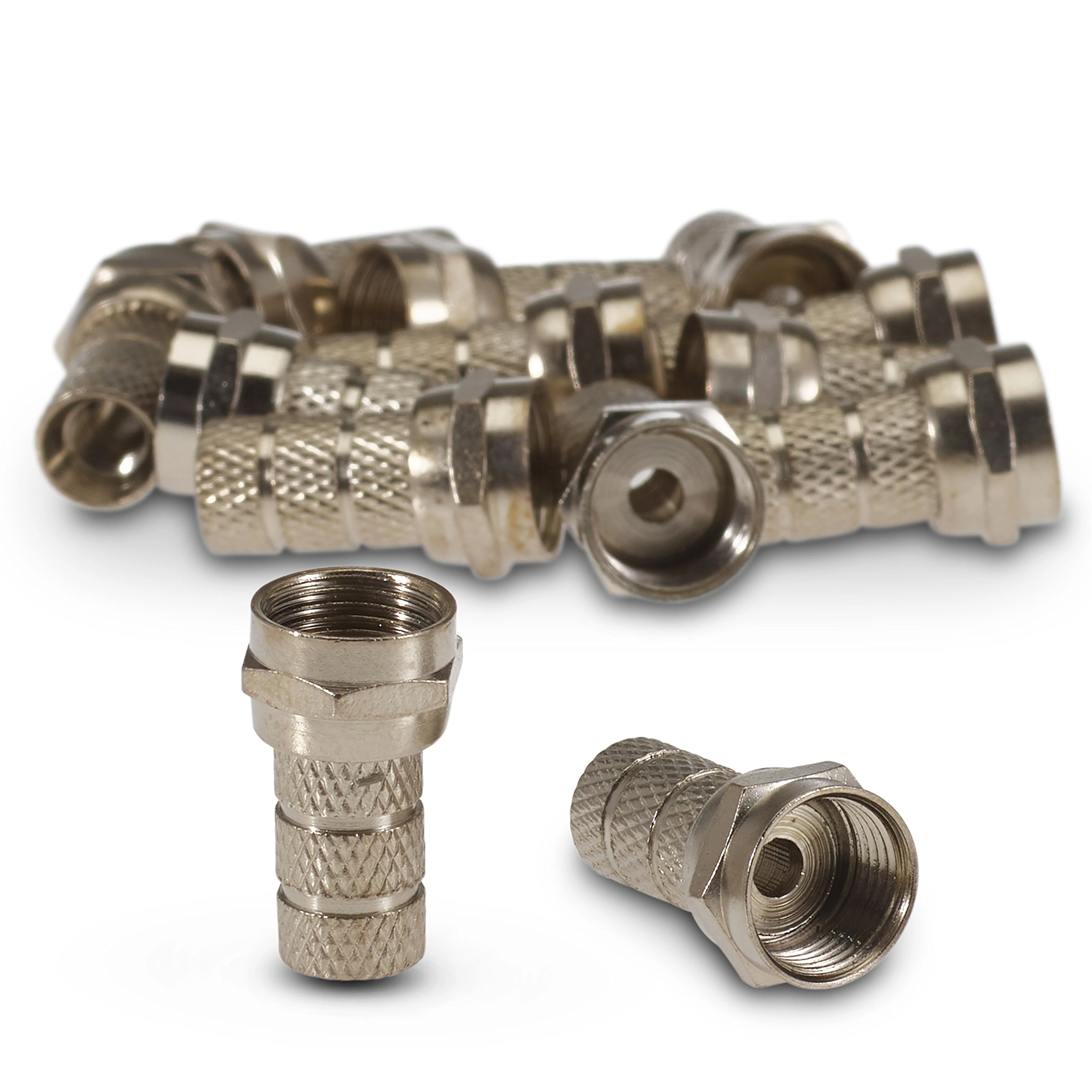 SSL Satellites 100 Pack Screw on F Plug Connectors for Satellite TV Twin Cable - Internal Diameter of Plugs is 4mm to fit CT63 / CT64 / WF65 / Coaxial Cables