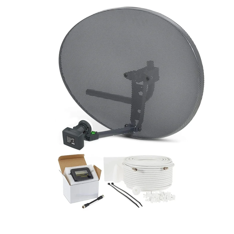 Viewi SSL Zone 2 Satellite Dish Kit: 80cm Dish + Quad LNB + 50m RG6 Cable + FTA Signal Pointer + SKY, SKY+, HD, Freesat TV Signal Finder