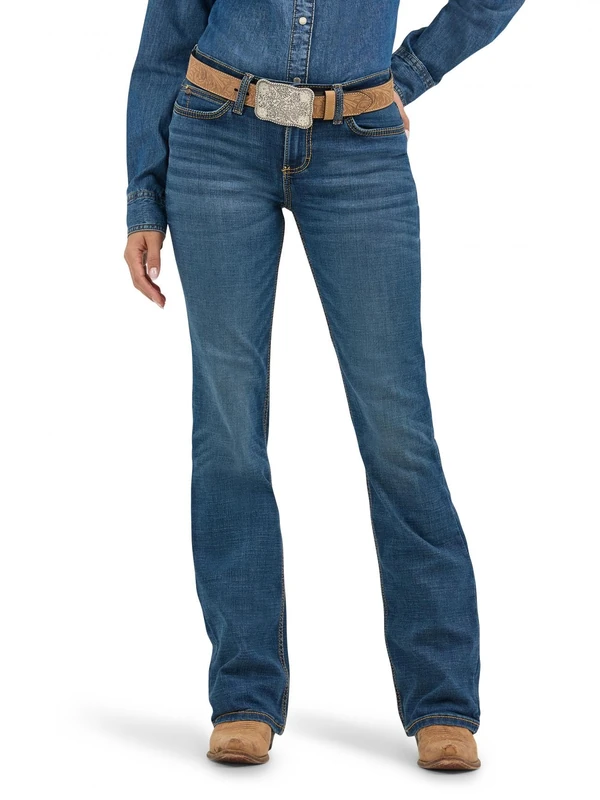 Wrangler Women's Rise Boot Cut Jean, Mid Wash, 5W / 32L