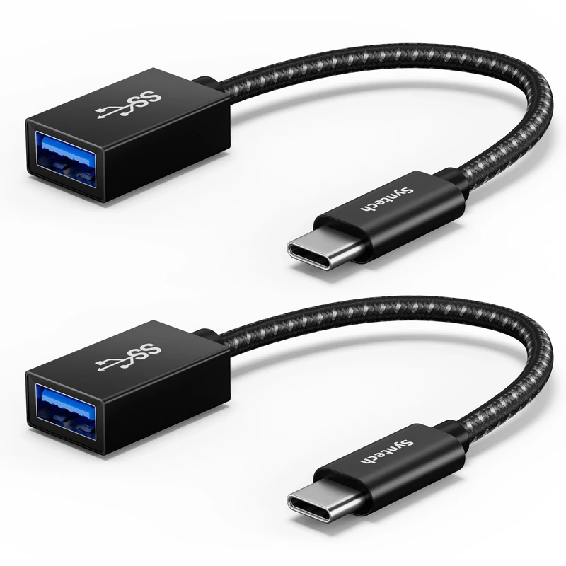 Syntech USB C to USB 3.2 Adapter[2 pack], USBC Male to USBFemale, Converting USBC Thunderbolt 3 to USB3.2 OTG Cable, Compatible with iPhone 17/16/15Pro Max, iPad Mini/Pro MacBookPro/Air and More