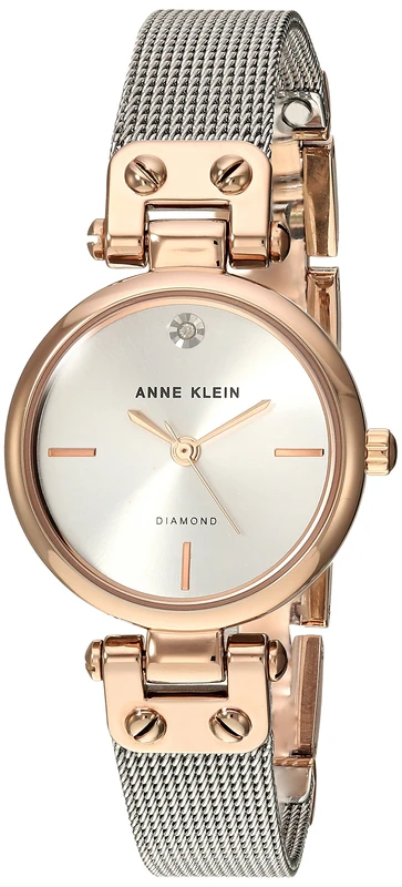 Anne Klein Women's Genuine Diamond Dial Gold-Tone Mesh Bracelet Watch