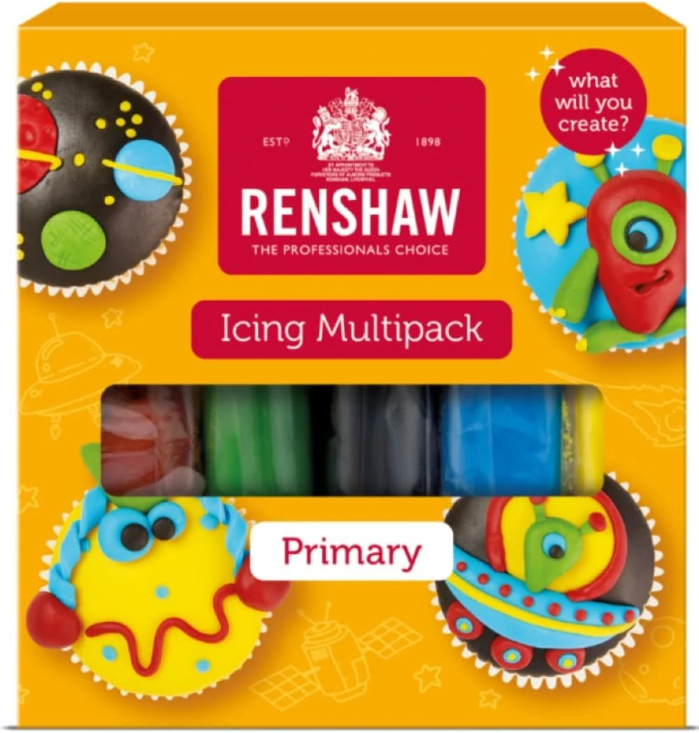 Renshaw Primary Colours, Just Roll With It Fondant Icing Multipack, 5 x 100 g (Pack of 1) - Vegan Friendly