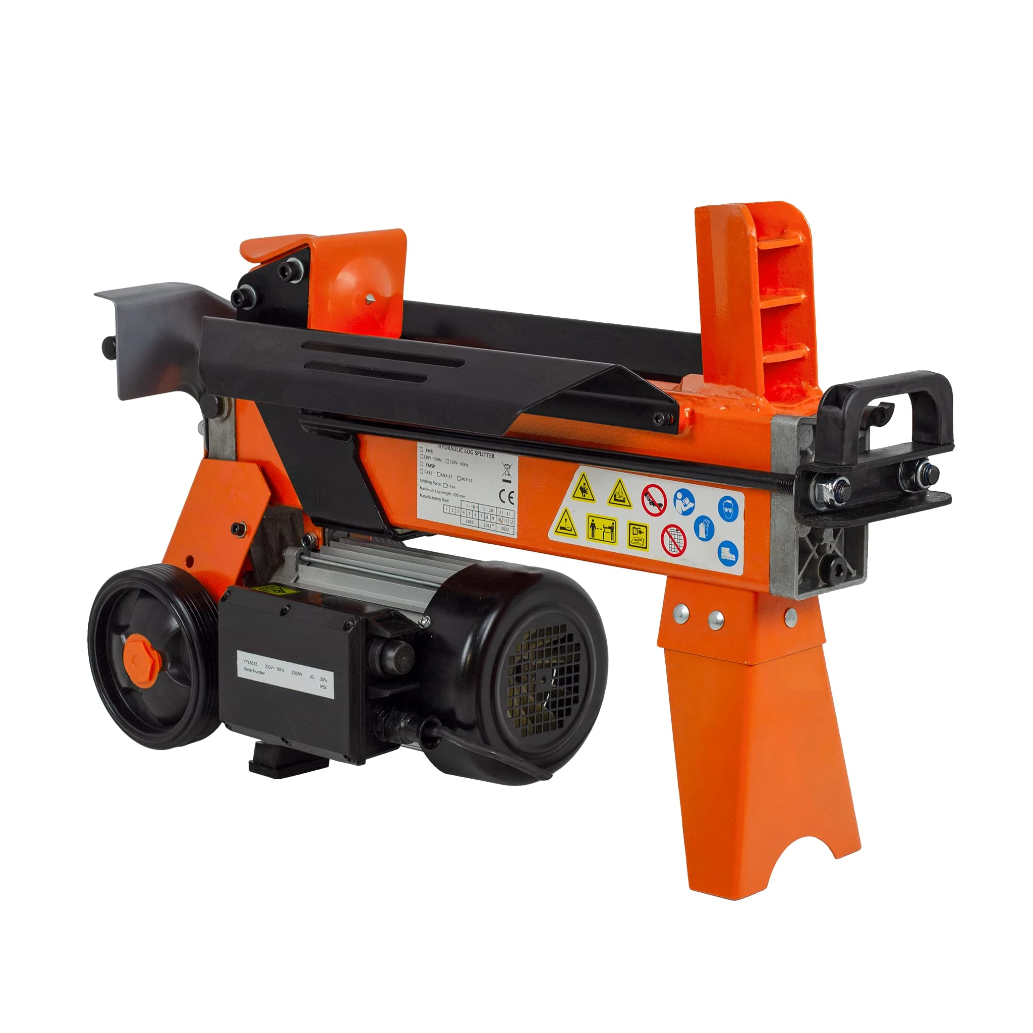 Forest Master FM5D-TC Electric Log Splitter 5 Ton - 9 Second Cycle Time - Pre-Filled Ready for Use - UKCA/CE Compliant - Includes Workbench and Guard