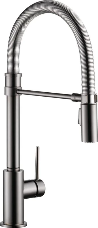 DELTA FAUCET 9659-KS-DST Trinsic Pro Kitchen Faucet with Magnatite Docking, Black Stainless