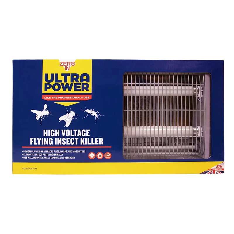 Zero In Ultra Power High Voltage Flying Insect Killer, Electric Bug Zapper, Mains Powered, Use Free-Standing or Hanging, White