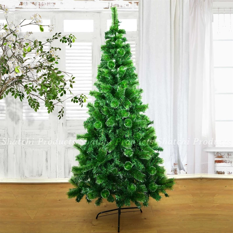 Gifts 4 All Occasions Limited SHATCHI-1241 Shatchi 7ft-210cm Artificial Christmas Elegant with Pine Xmas Stunning Tree Self Decorated, Green