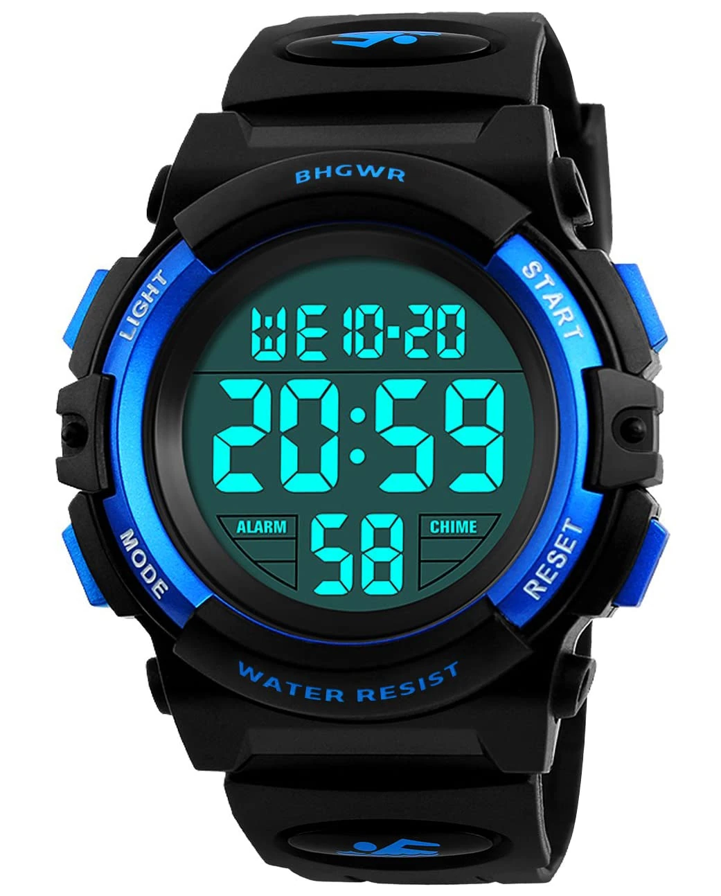 BHGWR Boys Digital Watches, Kids Sports 5ATM Waterproof Watch with Alarm/Timer/EL Light,Blue Childrens Outdoor Digital Watch for Teenagers Boys
