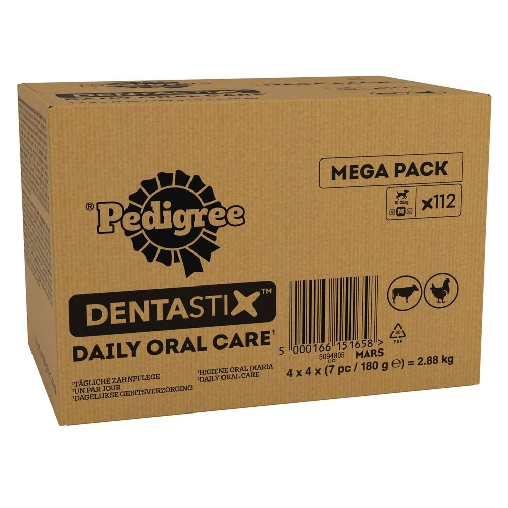 Pedigree DentaStix - Daily Dental Chews For Medium Dogs (10-25 kg), 112 Sticks