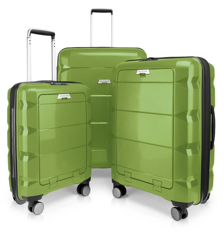 HAUPTSTADTKOFFER - Britz- Set of 3 Hard-Side Luggages Trolley Hardside Hard Shell Suitcase Expandable, TSA, (S, M & L), Light Green